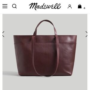 Madewell Zip-Top Essential Tote, leather, “chocolate raisin” color